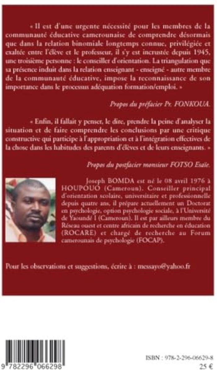 Couverture du livre « ORIENTATION-CONSEIL SCOLAIRE, UNIVERSITAIRE ET PROFESSIONNELLE AU CAMEROUN - L'URGENCE D'UNE REMEDIA » de Joseph Bomda, librairie Les Contes Infusés à Corte
