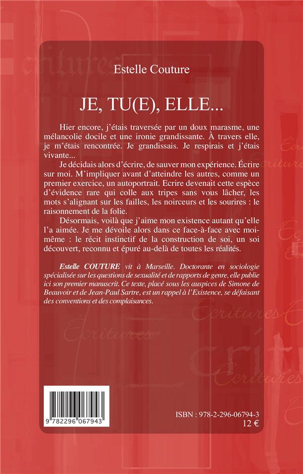 Quatrième de couverture de « JE, TU(E), ELLE... »