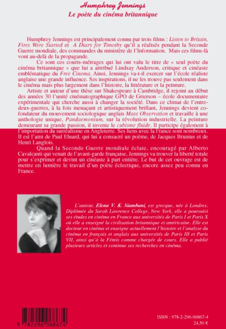 Quatrième de couverture de « HUMPHREY JENNINGS - LE POETE DU CINEMA BRITANNIQUE »