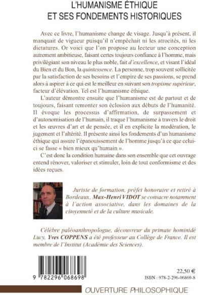 Quatrième de couverture de « L'HUMANISME ETHIQUE ET SES FONDEMENTS HISTORIQUES »