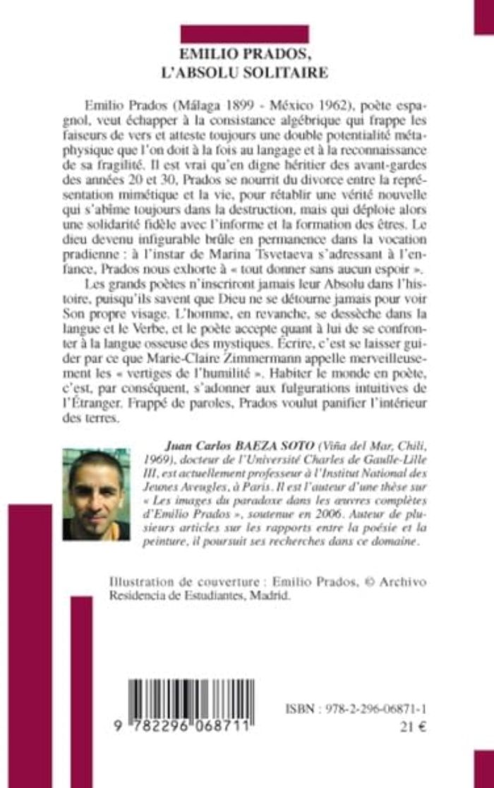 Couverture du livre « EMILIO PRADOS - L'ABSOLU SOLITAIRE », librairie Les Contes Infusés à Corte