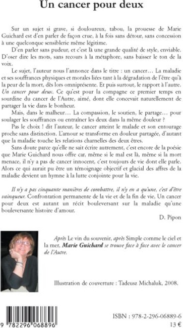 Quatrième de couverture de « UN CANCER POUR DEUX »