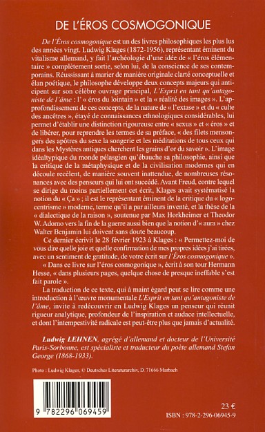 Quatrième de couverture de « DE L'EROS COSMOGONIQUE »