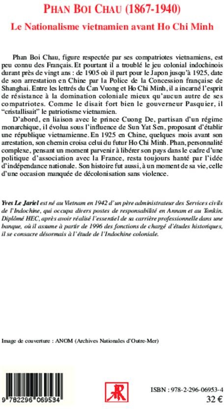 Quatrième de couverture de « PHAN BOI CHAU (1867-1940) - LE NATIONALISME VIETNAMIEN AVANT HO CHI MINH »