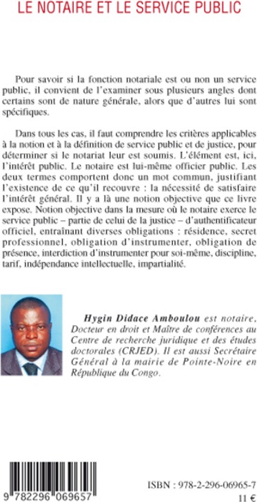 Quatrième de couverture de « LE NOTAIRE ET LE SERVICE PUBLIC »