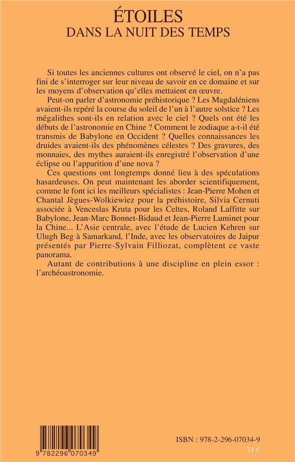 Quatrième de couverture de « ETOILES DANS LA NUIT DES TEMPS »