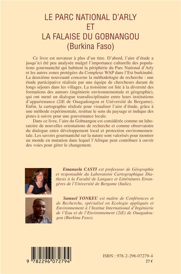 Quatrième de couverture de « LE PARC NATIONAL D'ARLY ET LA FALAISE DE GOBNANGOU (BURKINA FASO) »