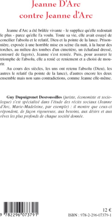 Quatrième de couverture de « JEANNE D'ARC CONTRE JEANNE D'ARC »