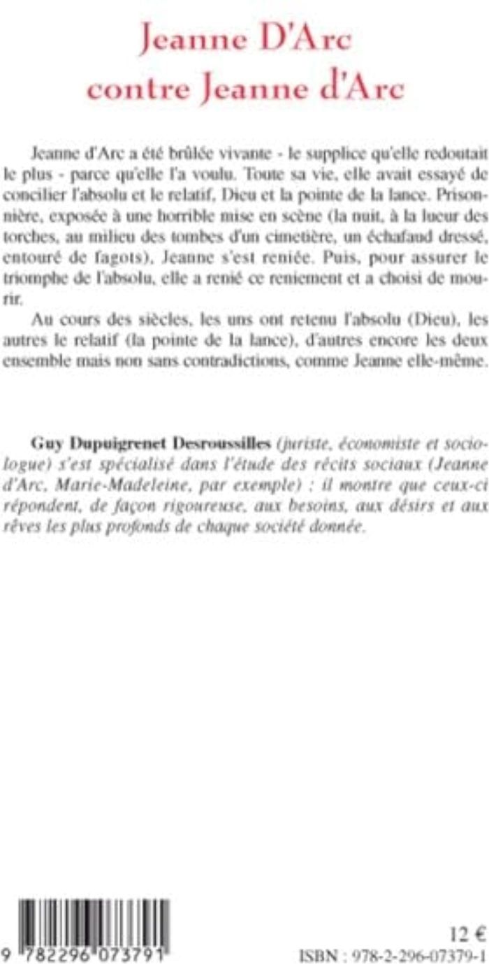 Couverture du livre « JEANNE D'ARC CONTRE JEANNE D'ARC » de Desrouss Dupuigrenet, librairie Les Contes Infusés à Corte
