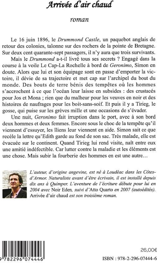 Quatrième de couverture de « ARRIVEE D'AIR CHAUD - ROMAN »