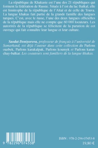Quatrième de couverture de « PARLONS KHAKAS - UNE LANGUE DE SIBERIE »