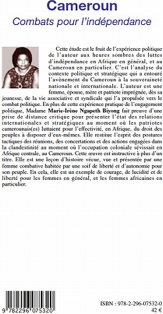 Quatrième de couverture de « CAMEROUN COMBATS POUR L'INDEPENDANCE »