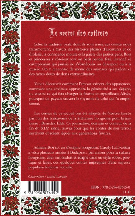 Quatrième de couverture de « LE SECRET DES COFFRETS - CONTES HONGROIS »