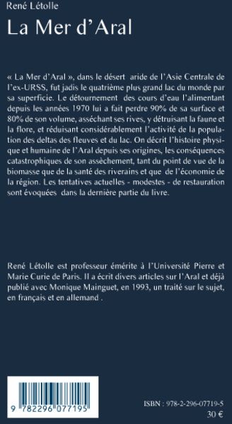 Quatrième de couverture de « LA MER D'ARAL »