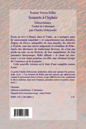 Quatrième de couverture de « SONNETS A ORPHEE - EDITION BILINGUE »