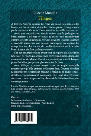 Quatrième de couverture de « FILAGES »
