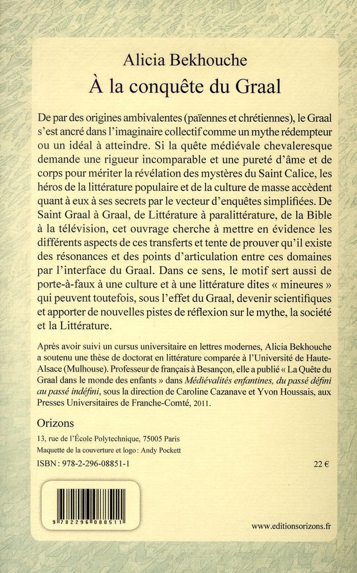 Quatrième de couverture de « A LA CONQUETE DU GRAAL »