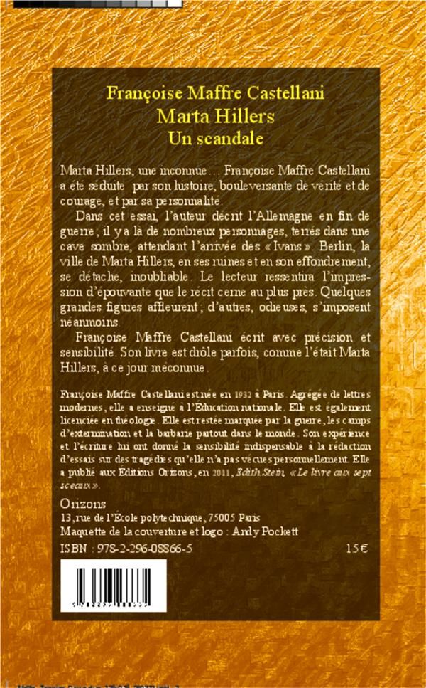 Quatrième de couverture de « MARTA HILLERS - UN SCANDALE »