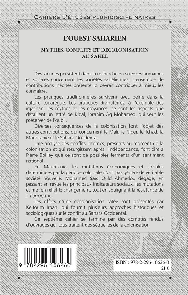 Quatrième de couverture de « MYTHES, CONFLITS ET DECOLONISATION AU SAHEL - VOL07 - VOLUME 7 »