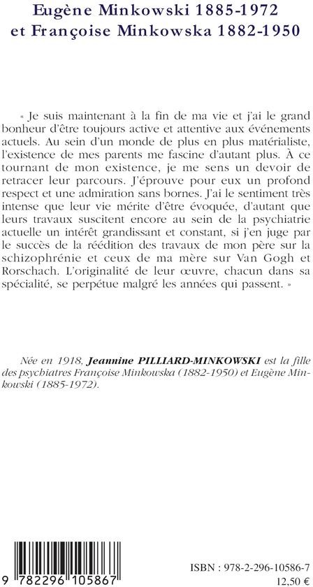 Quatrième de couverture de « EUGENE MINKOWSKI (1885-1972) ET FRANCOISE MINKOWSKA (1882-1950) - ECLATS DE MEMOIRE »