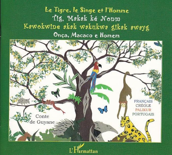 Couverture du livre « LE TIGRE, LE SINGE ET L'HOMME - A PARTIR DE 6 ANS - EDITION BILINGUE » de Fortino/launey, librairie Les Contes Infusés à Corte