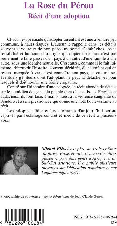 Quatrième de couverture de « LA ROSE DU PEROU - RECIT D'UNE ADOPTION »