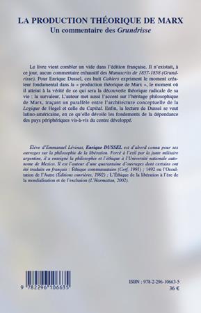 Quatrième de couverture de « LA PRODUCTION THEORIQUE DE MARX - UN COMMENTAIRE DES GRUNDRISSE »