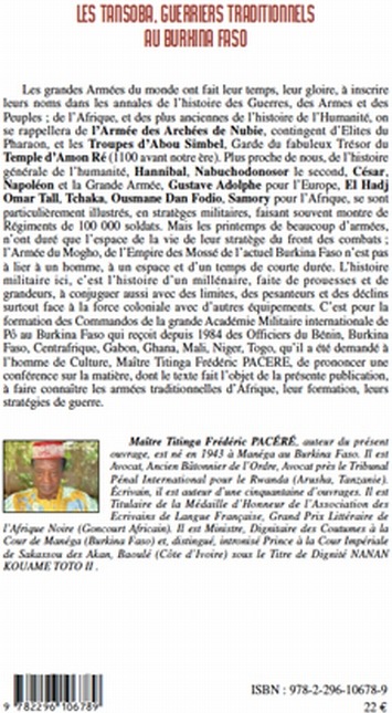 Quatrième de couverture de « LES TANSOBA, GUERRIERS TRADITIONNELS AU BURKINA FASO »