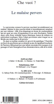Quatrième de couverture de « LE MALAISE PERVERS - VOL32 »