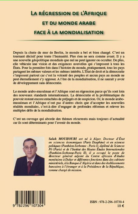 Quatrième de couverture de « LA REGRESSION DE L'AFRIQUE ET DU MONDE ARABE FACE A LA MONDIALISATION »