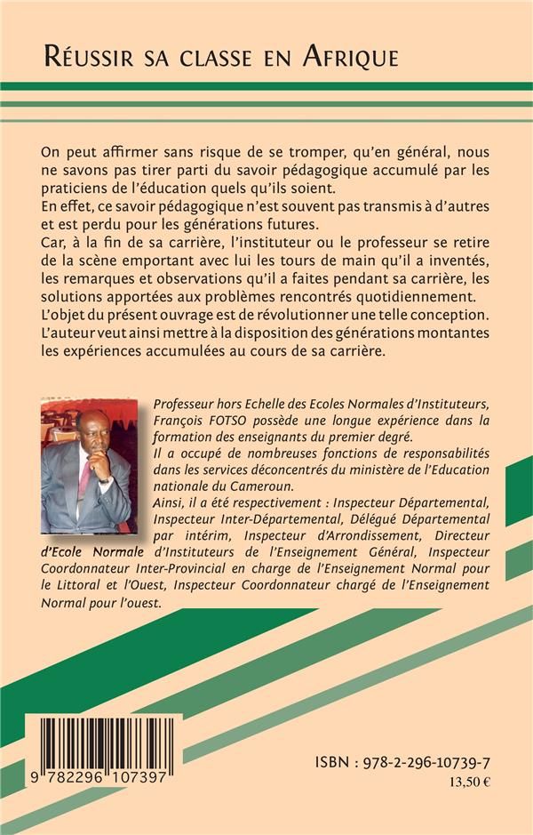 Quatrième de couverture de « REUSSIR SA CLASSE EN AFRIQUE »