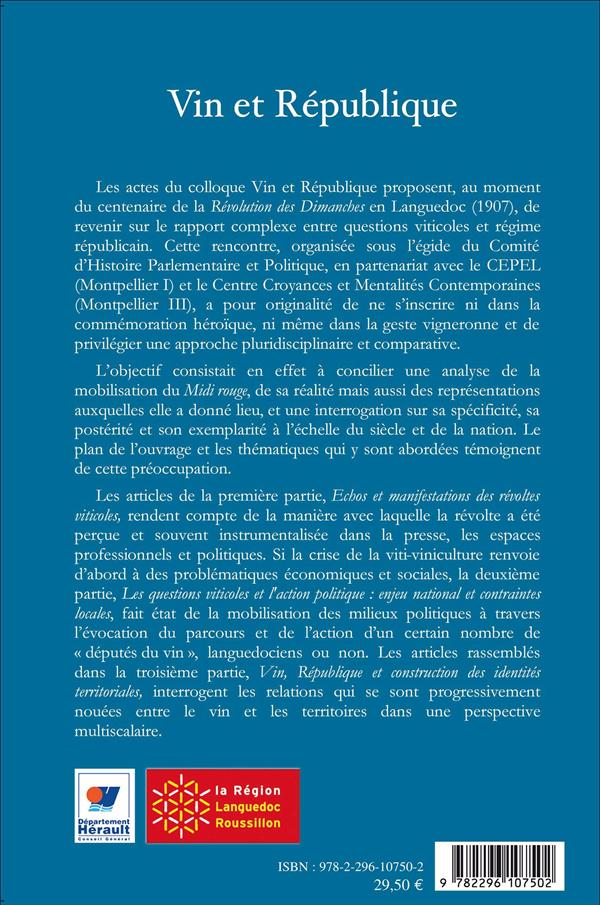 Quatrième de couverture de « VIN ET REPUBLIQUE »