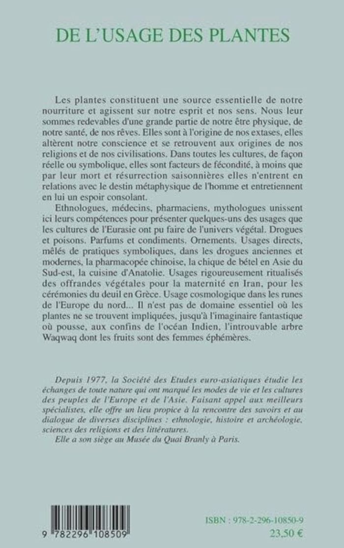 Couverture du livre « DE L'USAGE DES PLANTES », librairie Les Contes Infusés à Corte