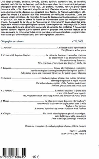 Quatrième de couverture de « CORPS URBAINS - VOL70 - MOUVEMENTS ET MISE EN SCENE »