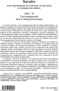 Quatrième de couverture de « L'ACCOMPAGNEMENT DANS LE CHAMP PROFESSIONNEL - VOL20 »
