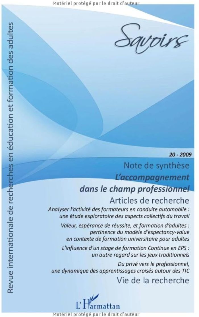 Couverture du livre « L'ACCOMPAGNEMENT DANS LE CHAMP PROFESSIONNEL - VOL20 » de Xxx, librairie Les Contes Infusés à Corte