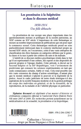 Quatrième de couverture de « Les prostituées à la Salpêtrière et dans le discours médical, 1850-1914 : une folle débauche »