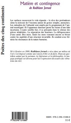 Quatrième de couverture de « MATIERE ET CONTINGENCE »