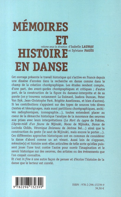 Quatrième de couverture de « MEMOIRES ET HISTOIRE EN DANSE - MOBILES N 2 »
