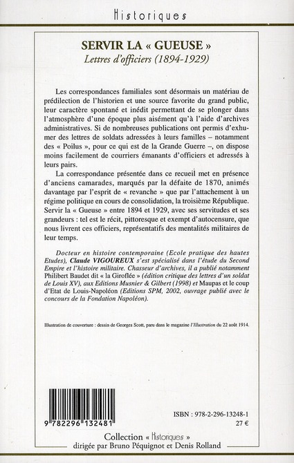 Quatrième de couverture de « SERVIR LA "GUEUSE" - LETTRES D'OFFICIERS (1894-1929) »