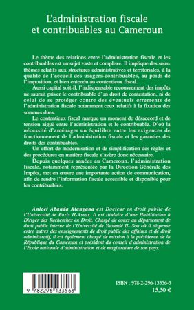 Quatrième de couverture de « L'ADMINISTRATION FISCALE ET CONTRIBUABLES AU CAMEROUN »