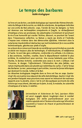 Quatrième de couverture de « LE TEMPS DES BARBARES - FABLE ECOLOGIQUE »