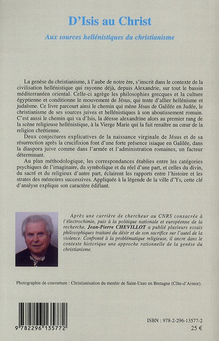 Quatrième de couverture de « D'ISIS AU CHRIST - AUX SOURCES HELLENISTIQUES DU CHRISTIANISME »