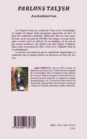 Quatrième de couverture de « PARLONS TALYSH - AZERBAIDJAN / IRAN »