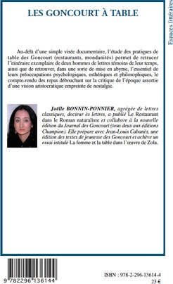 Quatrième de couverture de « LES GONCOURT A TABLE »