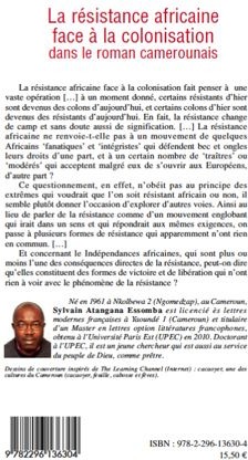 Quatrième de couverture de « LA RESISTANCE AFRICAINE FACE A LA COLONISATION DANS LE ROMAN CAMEROUNAIS - "LE PAUVRE CHRIST DE BOMB »