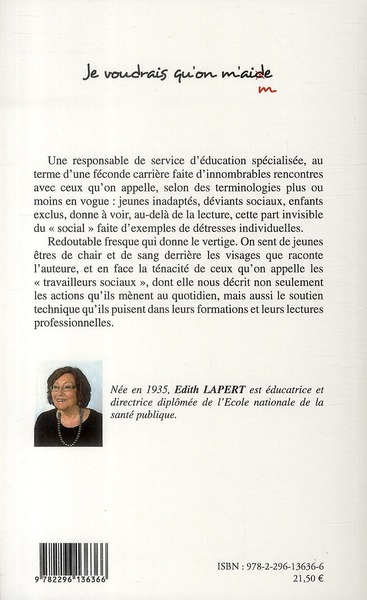 Quatrième de couverture de « ADOLESCENTS DANS LA CITE - JE VOUDRAIS QU'ON M'AI(D)ME »
