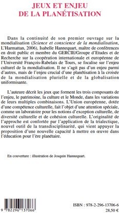 Quatrième de couverture de « JEUX ET ENJEU DE LA PLANETISATION - PATRIMOINE, CULTURE, MONDE »