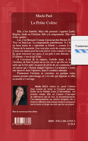 Quatrième de couverture de « LA PETITE COLERE »