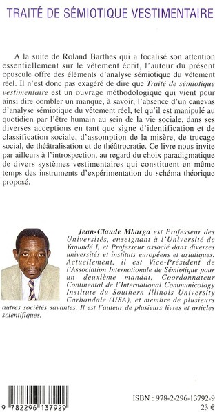Quatrième de couverture de « TRAITE DE SEMIOTIQUE VESTIMENTAIRE »